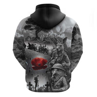 Black ANZAC Day The Battle of Lone Pine Hoodie Kiwi-Kangaroo Soldier Lest We Forget LT9 - Polynesian Pride