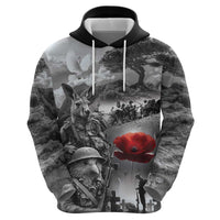 Black ANZAC Day The Battle of Lone Pine Hoodie Kiwi-Kangaroo Soldier Lest We Forget LT9 - Polynesian Pride