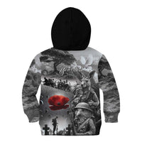 Black ANZAC Day The Battle of Lone Pine Kid Hoodie Kiwi-Kangaroo Soldier Lest We Forget LT9 - Polynesian Pride