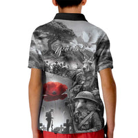 Black ANZAC Day The Battle of Lone Pine Kid Polo Shirt Kiwi-Kangaroo Soldier Lest We Forget LT9 - Polynesian Pride