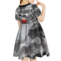 Black ANZAC Day The Battle of Lone Pine Kid Short Sleeve Dress Kiwi-Kangaroo Soldier Lest We Forget LT9 - Polynesian Pride