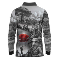 Black ANZAC Day The Battle of Lone Pine Long Sleeve Polo Shirt Kiwi-Kangaroo Soldier Lest We Forget LT9 - Polynesian Pride