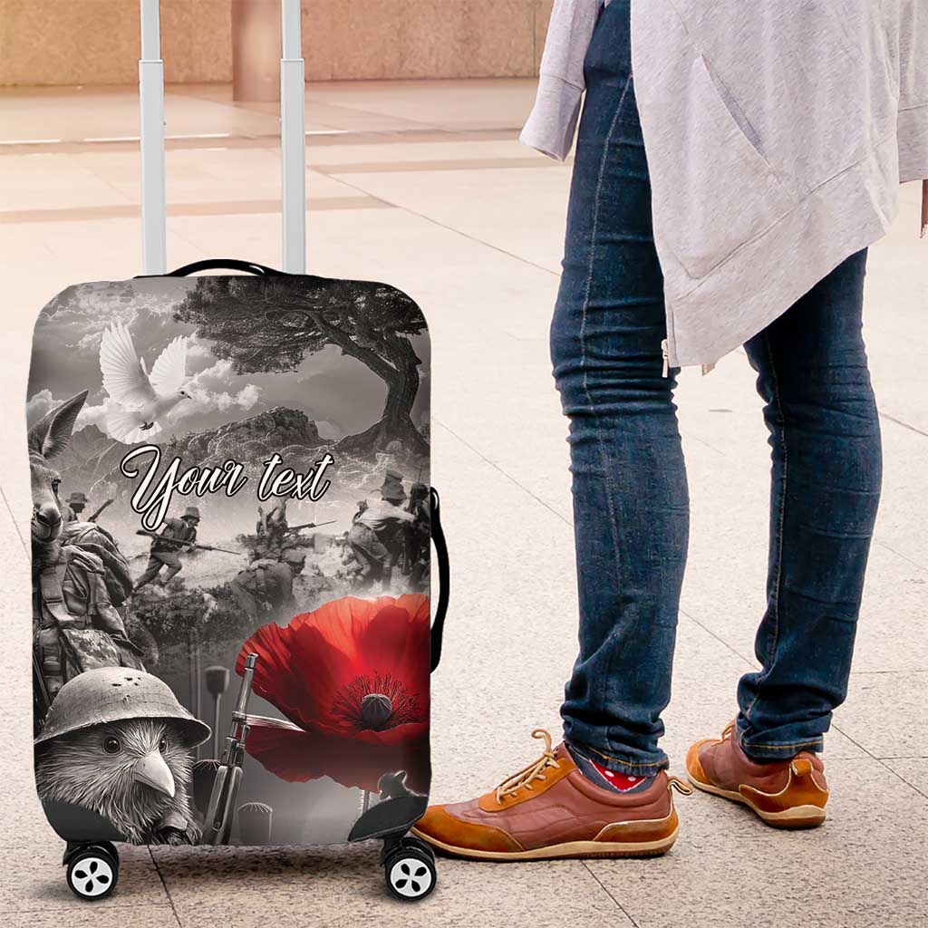 Black ANZAC Day The Battle of Lone Pine Luggage Cover Kiwi-Kangaroo Soldier Lest We Forget LT9 Black - Polynesian Pride