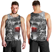 Black ANZAC Day The Battle of Lone Pine Men Tank Top Kiwi-Kangaroo Soldier Lest We Forget LT9 - Polynesian Pride