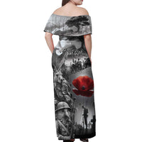 Black ANZAC Day The Battle of Lone Pine Off Shoulder Maxi Dress Kiwi-Kangaroo Soldier Lest We Forget LT9 - Polynesian Pride
