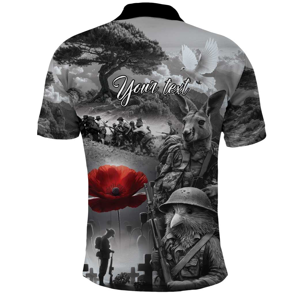 Black ANZAC Day The Battle of Lone Pine Polo Shirt Kiwi-Kangaroo Soldier Lest We Forget LT9 - Polynesian Pride