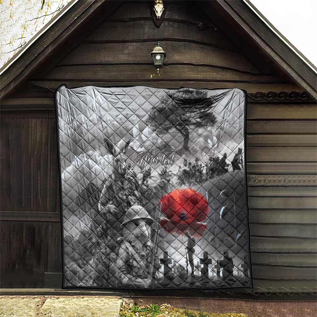Black ANZAC Day The Battle of Lone Pine Quilt Kiwi-Kangaroo Soldier Lest We Forget