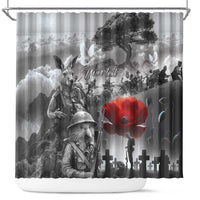 Black ANZAC Day The Battle of Lone Pine Shower Curtain Kiwi-Kangaroo Soldier Lest We Forget LT9 Black - Polynesian Pride
