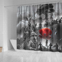Black ANZAC Day The Battle of Lone Pine Shower Curtain Kiwi-Kangaroo Soldier Lest We Forget LT9 - Polynesian Pride