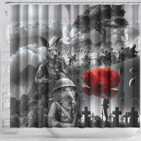 Black ANZAC Day The Battle of Lone Pine Shower Curtain Kiwi-Kangaroo Soldier Lest We Forget LT9 - Polynesian Pride
