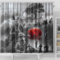Black ANZAC Day The Battle of Lone Pine Shower Curtain Kiwi-Kangaroo Soldier Lest We Forget LT9 - Polynesian Pride