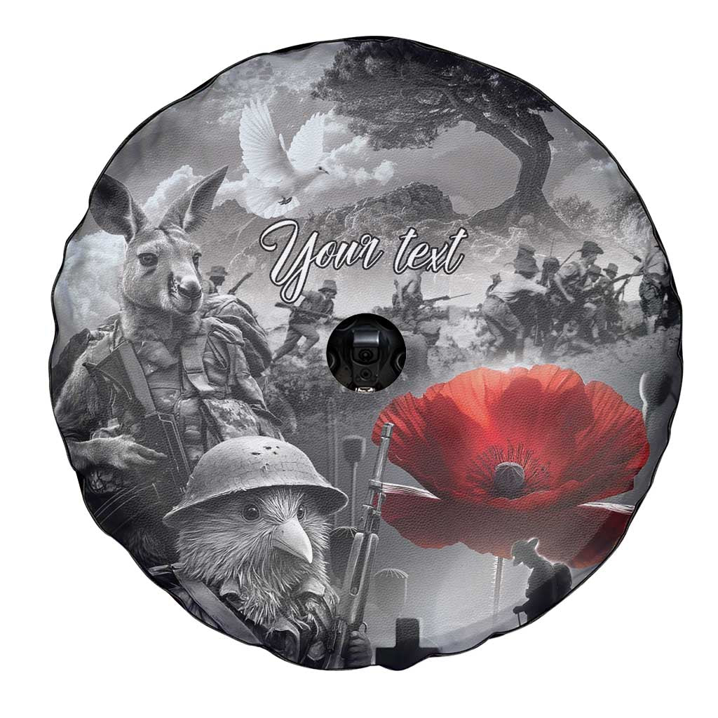 Black ANZAC Day The Battle of Lone Pine Spare Tire Cover Kiwi-Kangaroo Soldier Lest We Forget LT9 - Polynesian Pride