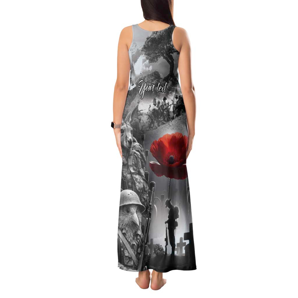 Black ANZAC Day The Battle of Lone Pine Tank Maxi Dress Kiwi-Kangaroo Soldier Lest We Forget LT9 - Polynesian Pride