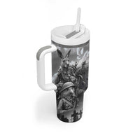 Black ANZAC Day The Battle of Lone Pine Tumbler With Handle Kiwi-Kangaroo Soldier Lest We Forget LT9 - Polynesian Pride