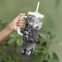 Black ANZAC Day The Battle of Lone Pine Tumbler With Handle Kiwi-Kangaroo Soldier Lest We Forget LT9 - Polynesian Pride
