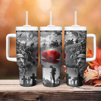 Black ANZAC Day The Battle of Lone Pine Tumbler With Handle Kiwi-Kangaroo Soldier Lest We Forget LT9 - Polynesian Pride