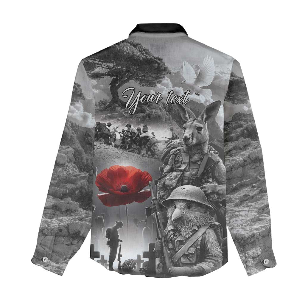 Black ANZAC Day The Battle of Lone Pine Women Casual Shirt Kiwi-Kangaroo Soldier Lest We Forget LT9 - Polynesian Pride