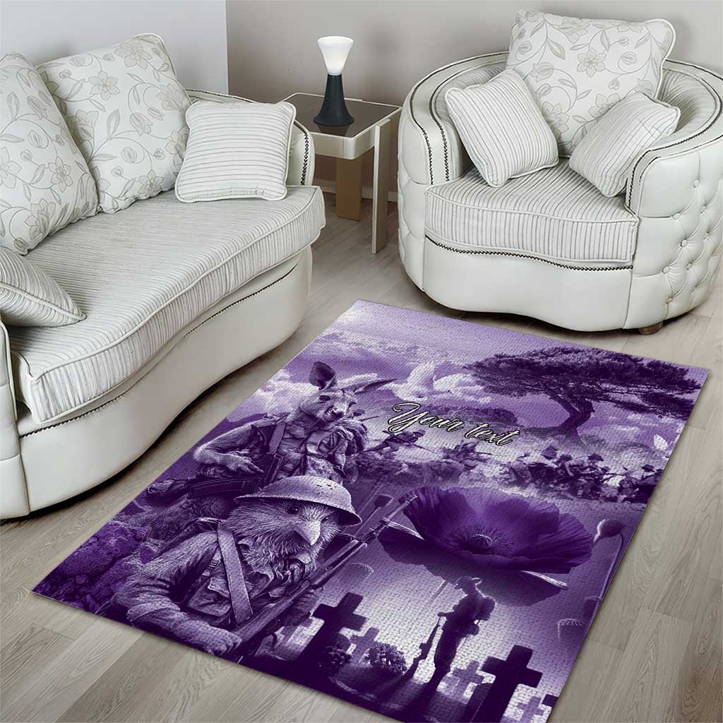 Purple ANZAC Day The Battle of Lone Pine Area Rug Kiwi-Kangaroo Soldier Lest We Forget LT9 - Polynesian Pride