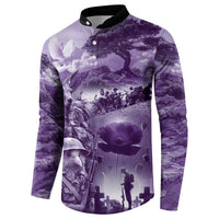 Purple ANZAC Day The Battle of Lone Pine Button Sweatshirt Kiwi-Kangaroo Soldier Lest We Forget LT9 - Polynesian Pride