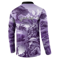 Purple ANZAC Day The Battle of Lone Pine Button Sweatshirt Kiwi-Kangaroo Soldier Lest We Forget LT9 - Polynesian Pride