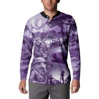 Purple ANZAC Day The Battle of Lone Pine Button Sweatshirt Kiwi-Kangaroo Soldier Lest We Forget LT9 - Polynesian Pride