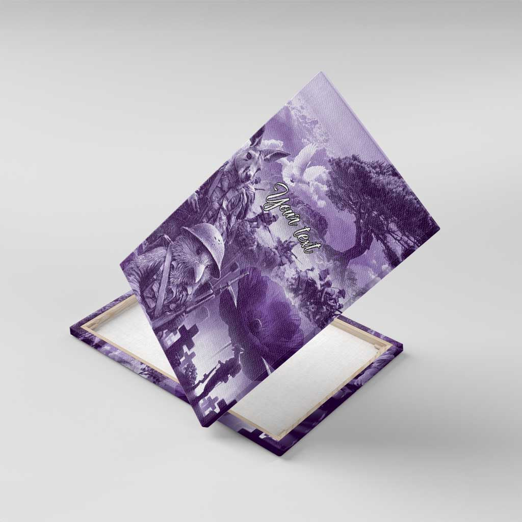 Purple ANZAC Day The Battle of Lone Pine Canvas Wall Art Kiwi-Kangaroo Soldier Lest We Forget LT9 With Frame Purple - Polynesian Pride