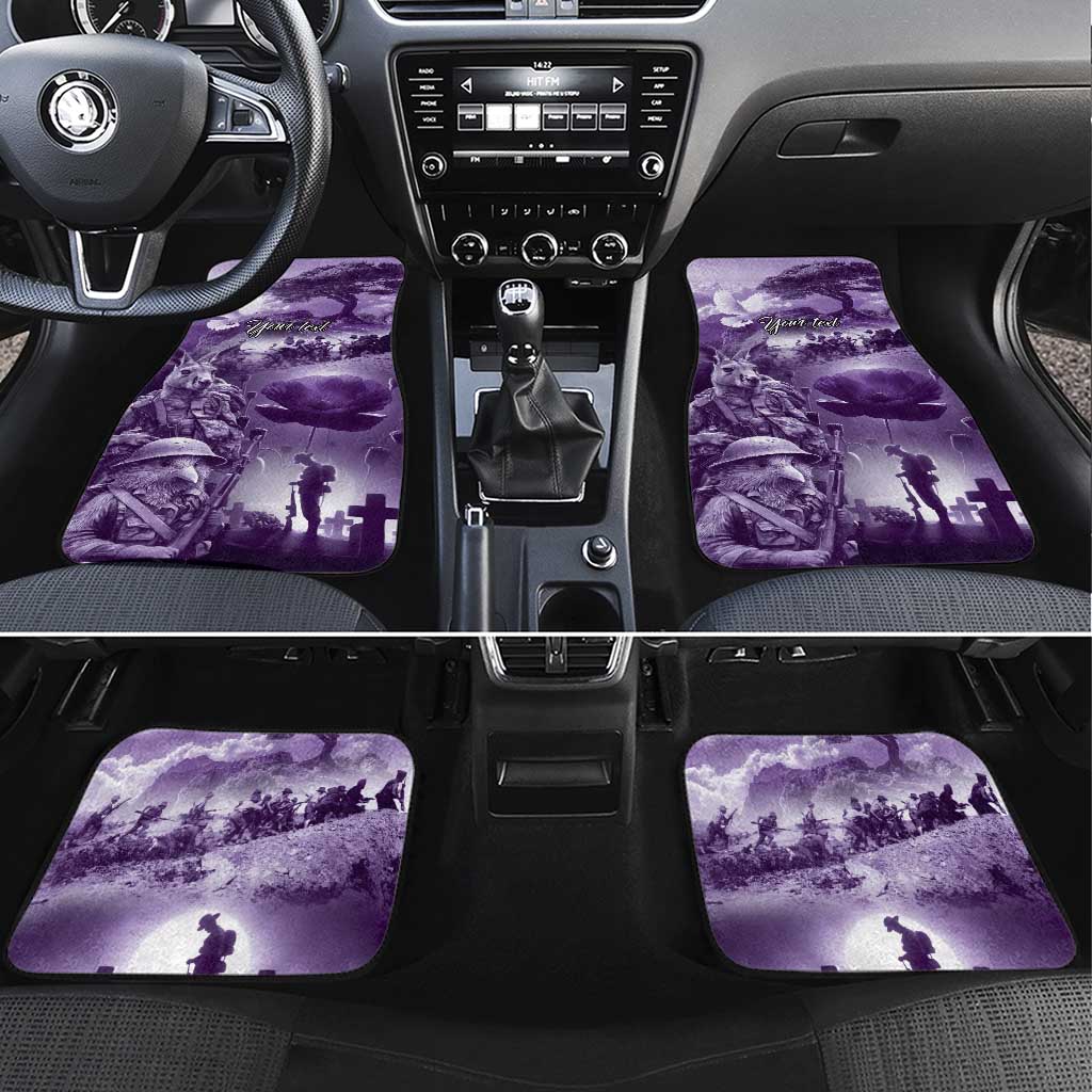 Purple ANZAC Day The Battle of Lone Pine Car Mats Kiwi-Kangaroo Soldier Lest We Forget LT9 Set 4pcs Purple - Polynesian Pride