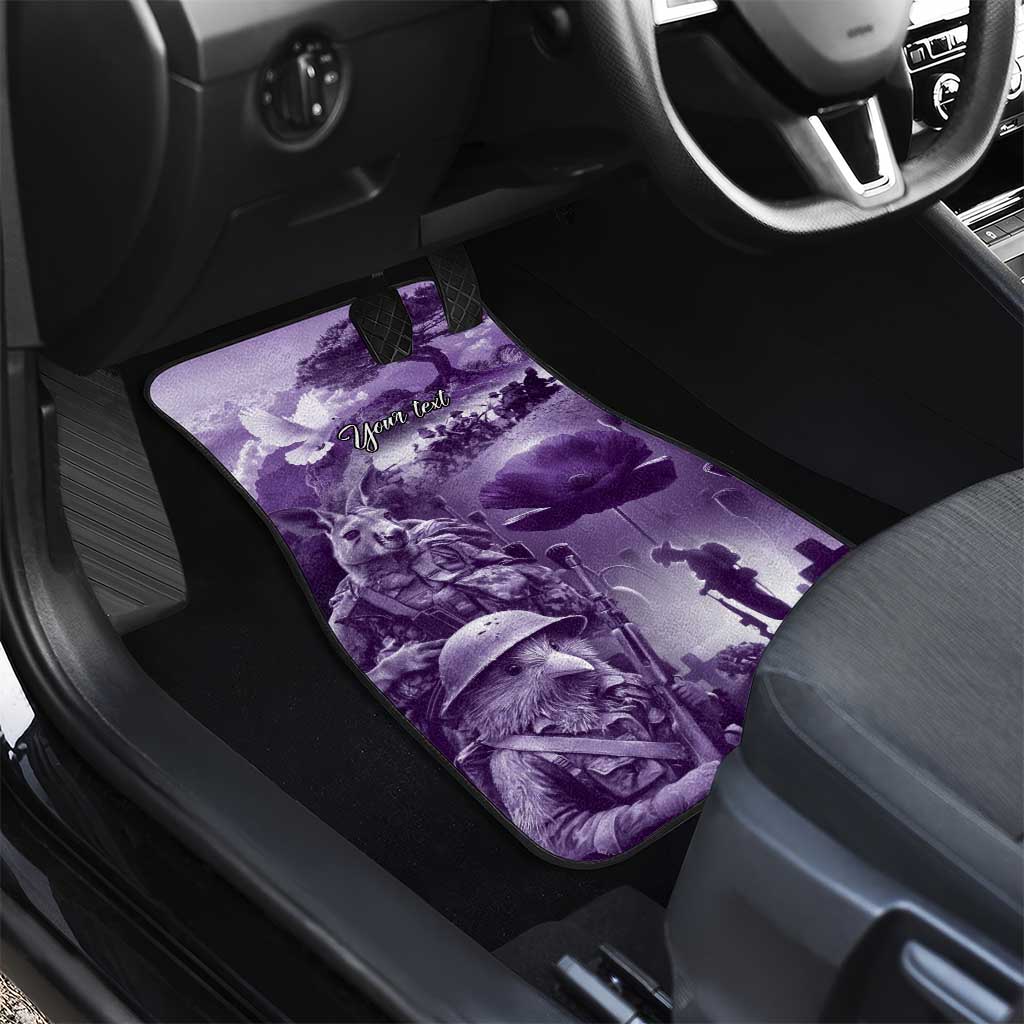 Purple ANZAC Day The Battle of Lone Pine Car Mats Kiwi-Kangaroo Soldier Lest We Forget LT9 - Polynesian Pride