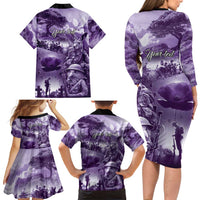 Purple ANZAC Day The Battle of Lone Pine Family Matching Long Sleeve Bodycon Dress and Hawaiian Shirt Kiwi-Kangaroo Soldier Lest We Forget LT9 - Polynesian Pride