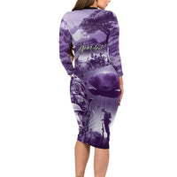 Purple ANZAC Day The Battle of Lone Pine Family Matching Long Sleeve Bodycon Dress and Hawaiian Shirt Kiwi-Kangaroo Soldier Lest We Forget LT9 - Polynesian Pride