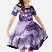 Purple ANZAC Day The Battle of Lone Pine Family Matching Off Shoulder Maxi Dress and Hawaiian Shirt Kiwi-Kangaroo Soldier Lest We Forget LT9 Daughter's Dress Purple - Polynesian Pride