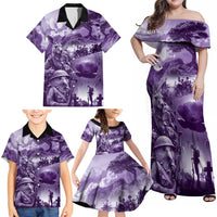 Purple ANZAC Day The Battle of Lone Pine Family Matching Off Shoulder Maxi Dress and Hawaiian Shirt Kiwi-Kangaroo Soldier Lest We Forget LT9 - Polynesian Pride