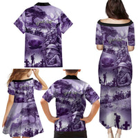 Purple ANZAC Day The Battle of Lone Pine Family Matching Puletasi and Hawaiian Shirt Kiwi-Kangaroo Soldier Lest We Forget LT9 - Polynesian Pride