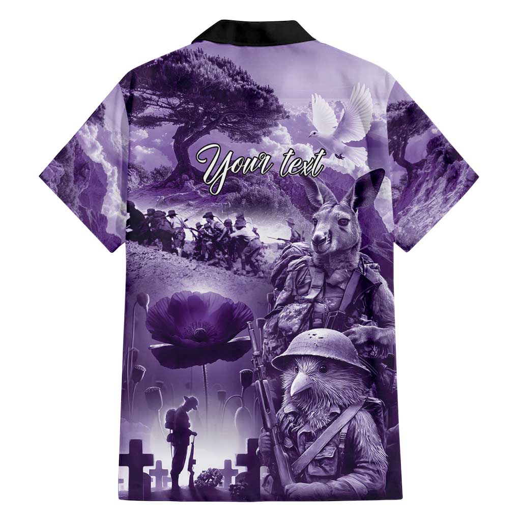 Purple ANZAC Day The Battle of Lone Pine Family Matching Puletasi and Hawaiian Shirt Kiwi-Kangaroo Soldier Lest We Forget LT9 - Polynesian Pride