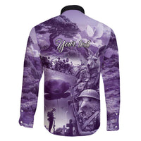 Purple ANZAC Day The Battle of Lone Pine Family Matching Puletasi and Hawaiian Shirt Kiwi-Kangaroo Soldier Lest We Forget LT9 - Polynesian Pride