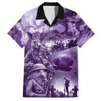 Purple ANZAC Day The Battle of Lone Pine Family Matching Short Sleeve Bodycon Dress and Hawaiian Shirt Kiwi-Kangaroo Soldier Lest We Forget LT9 Dad's Shirt - Short Sleeve Purple - Polynesian Pride