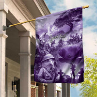 Purple ANZAC Day The Battle of Lone Pine Garden Flag Kiwi-Kangaroo Soldier Lest We Forget LT9 House Flag Purple - Polynesian Pride