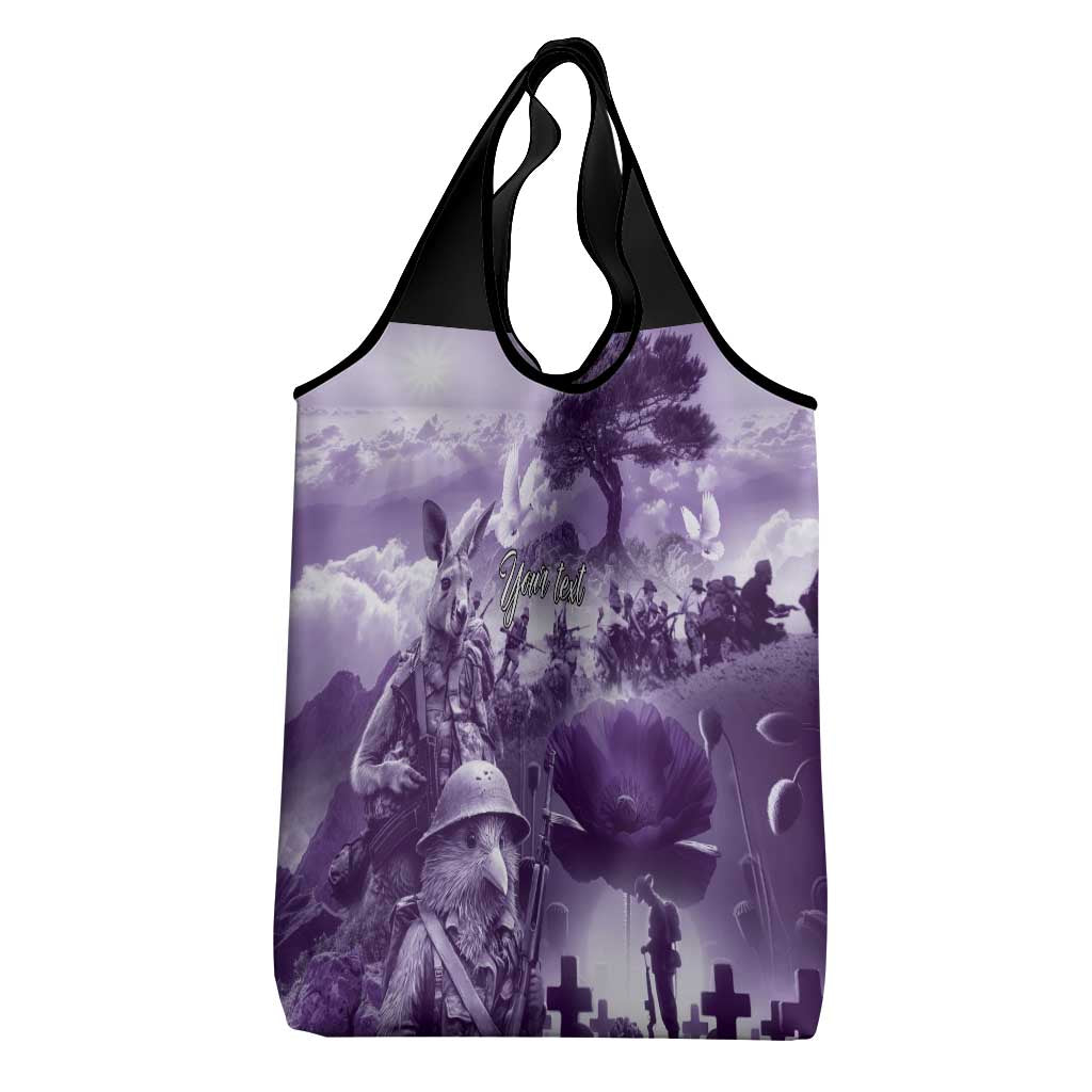 Purple ANZAC Day The Battle of Lone Pine Grocery Bag Kiwi-Kangaroo Soldier Lest We Forget LT9 - Polynesian Pride