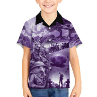 Purple ANZAC Day The Battle of Lone Pine Hawaiian Shirt Kiwi-Kangaroo Soldier Lest We Forget LT9 - Polynesian Pride