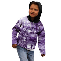 Purple ANZAC Day The Battle of Lone Pine Kid Hoodie Kiwi-Kangaroo Soldier Lest We Forget LT9 - Polynesian Pride