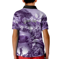Purple ANZAC Day The Battle of Lone Pine Kid Polo Shirt Kiwi-Kangaroo Soldier Lest We Forget LT9 - Polynesian Pride