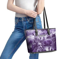 Purple ANZAC Day The Battle of Lone Pine Leather Tote Bag Kiwi-Kangaroo Soldier Lest We Forget LT9 - Polynesian Pride