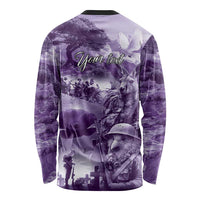 Purple ANZAC Day The Battle of Lone Pine Long Sleeve Shirt Kiwi-Kangaroo Soldier Lest We Forget LT9 - Polynesian Pride