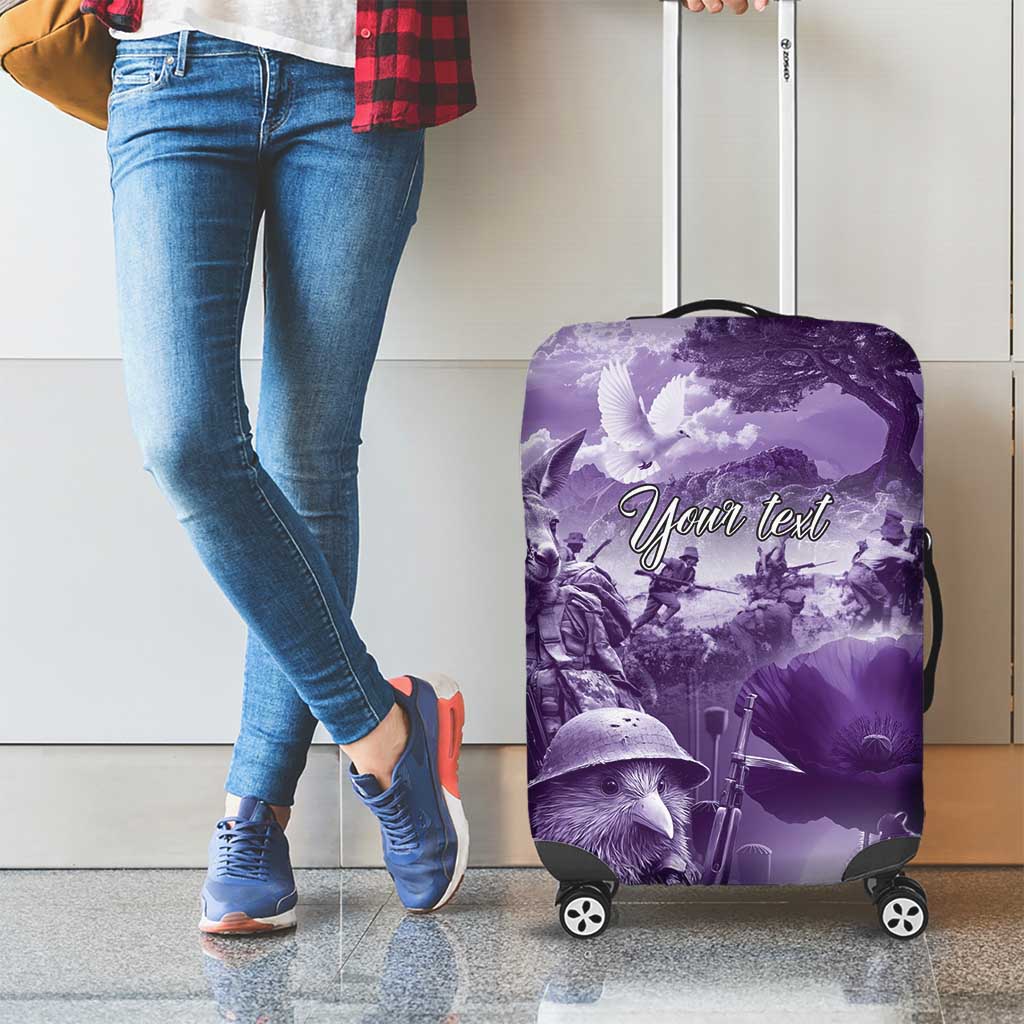 Purple ANZAC Day The Battle of Lone Pine Luggage Cover Kiwi-Kangaroo Soldier Lest We Forget LT9 - Polynesian Pride