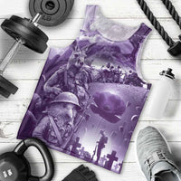Purple ANZAC Day The Battle of Lone Pine Men Tank Top Kiwi-Kangaroo Soldier Lest We Forget LT9 - Polynesian Pride