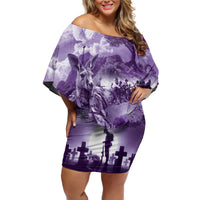 Purple ANZAC Day The Battle of Lone Pine Off Shoulder Short Dress Kiwi-Kangaroo Soldier Lest We Forget LT9 Women Purple - Polynesian Pride