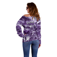 Purple ANZAC Day The Battle of Lone Pine Off Shoulder Sweater Kiwi-Kangaroo Soldier Lest We Forget LT9 - Polynesian Pride