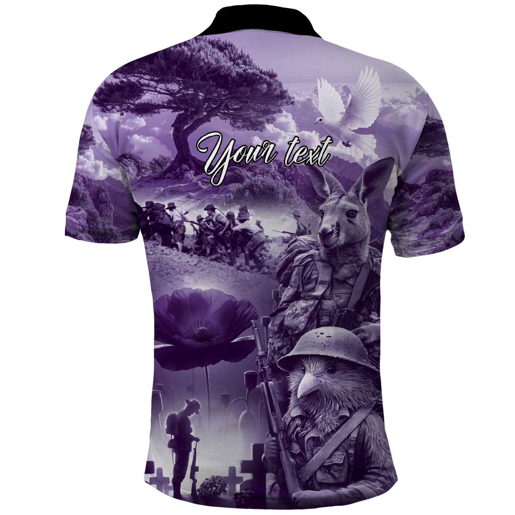 Purple ANZAC Day The Battle of Lone Pine Polo Shirt Kiwi-Kangaroo Soldier Lest We Forget LT9 - Polynesian Pride