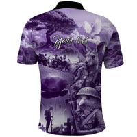 Purple ANZAC Day The Battle of Lone Pine Polo Shirt Kiwi-Kangaroo Soldier Lest We Forget LT9 - Polynesian Pride