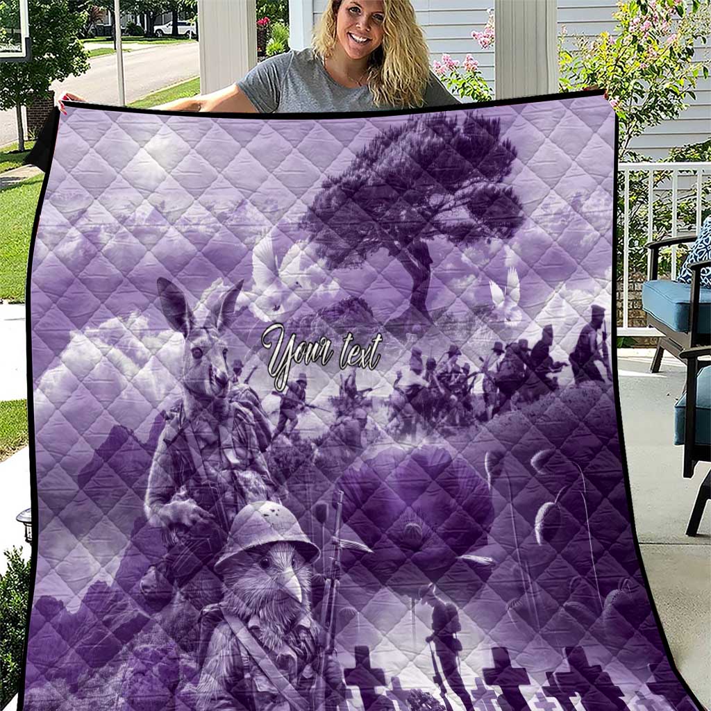 Purple ANZAC Day The Battle of Lone Pine Quilt Kiwi-Kangaroo Soldier Lest We Forget LT9 Purple - Polynesian Pride
